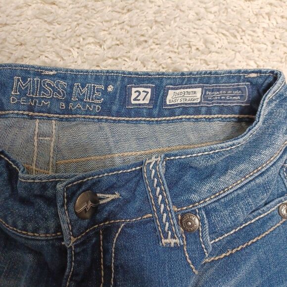 Miss Me Jeans Size 27 Women Bootcut Denim Blue Easy Straight Low Rise Bling Prep - Picture 13 of 13
